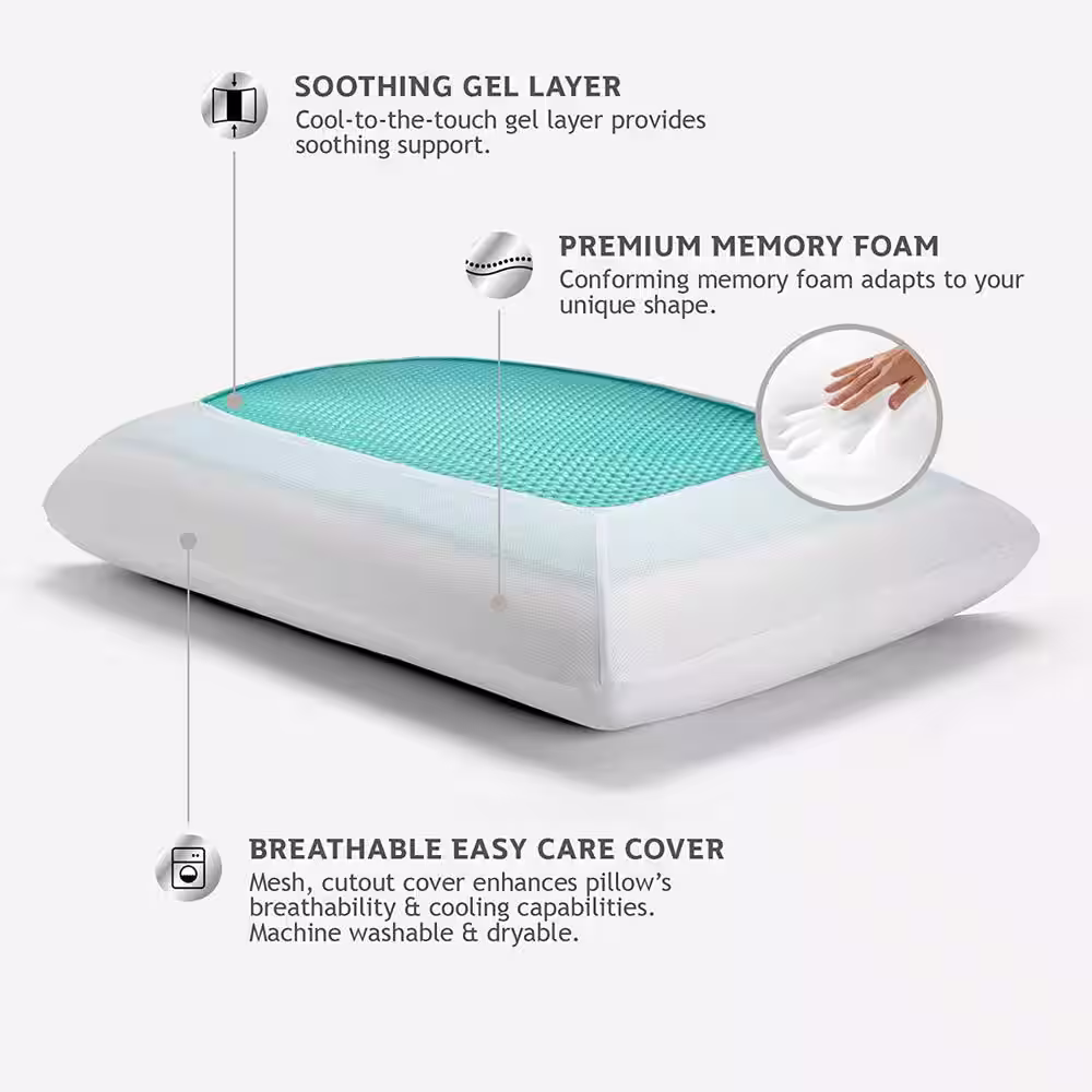 Sealy Essentials 24 in. x 16 in. Cooling Gel Memory Foam Standard Pillow