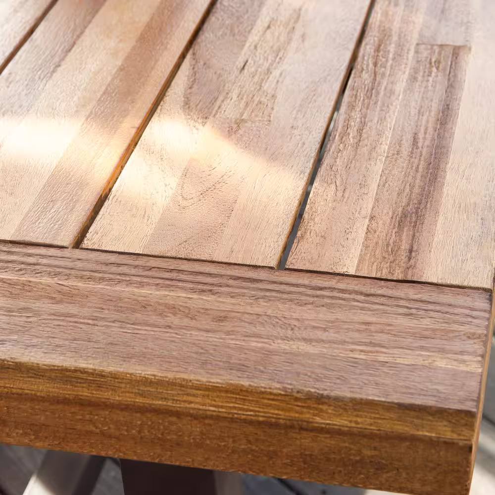 Noble House Carlisle Rustic Metal 3-Piece Wood Rectangular Outdoor Dining Set