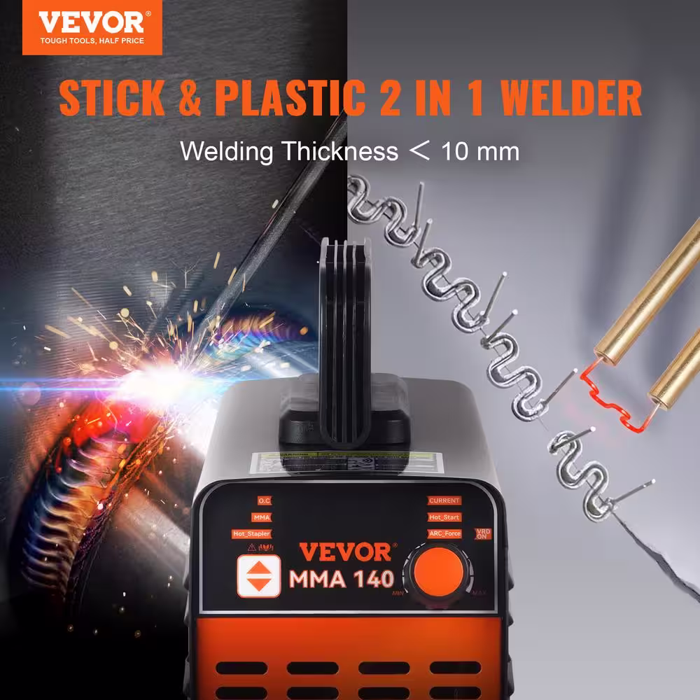 None 140 Amp 110V/220V Stick Welder Stick and Plastic ARC Welding Machine 16.46HP Hot Start Stapler Anti-Stick for Car Repair