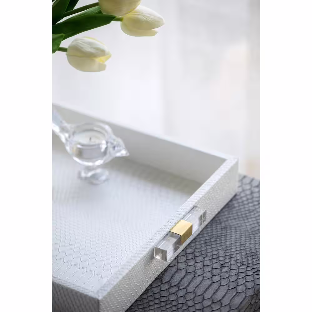 None White, Gold, Clear Decorative Tray