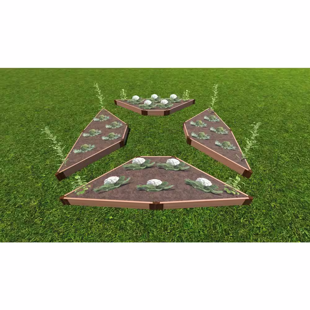 Frame It All Elizabethan Garden 12 ft. x 12 ft. x 5.5 in. Classic Sienna Composite Raised Garden Bed (4-Sided Triangle) 1 in. Profile