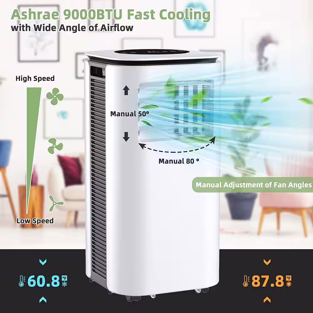 Gymax 9000 BTU Powerful Air Cooler 24H Timer 3-In-1 Air Conditioner w/2 Fan Speeds & Dehumidifier