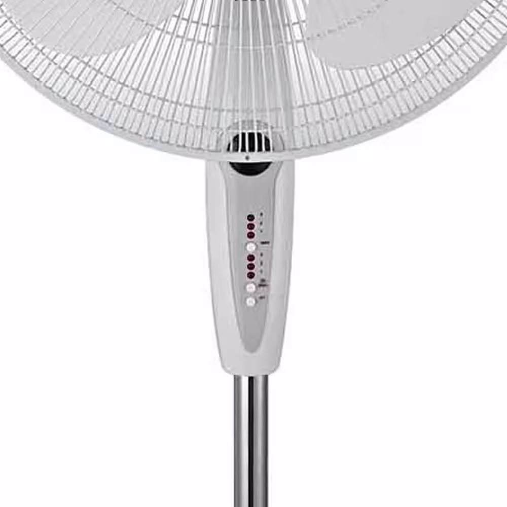 Optimus 16 in. Oscillating Stand Fan in White with Remote Control