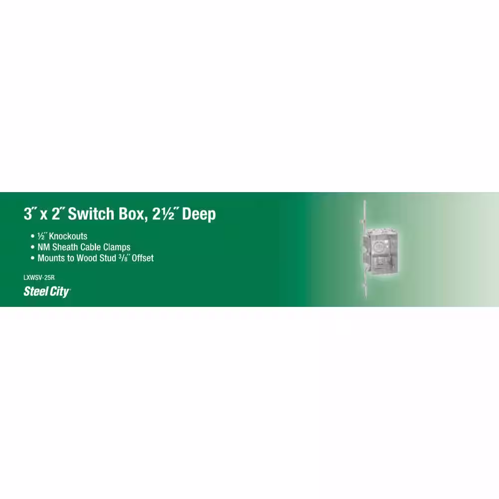 None 3 in. x 2-1/2 in. D Switch and Outlet Box with SV Clamp