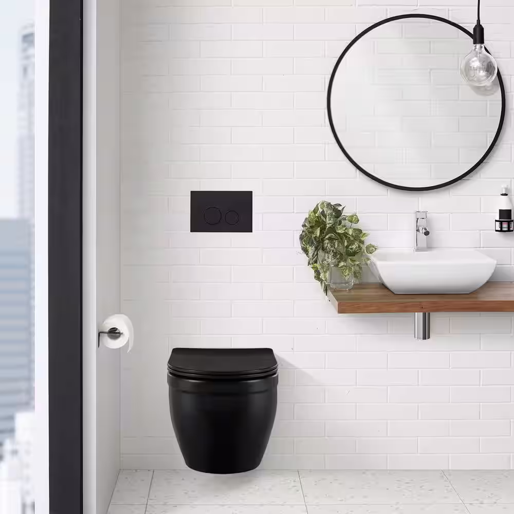 Swiss Madison Wall Mount Dual Flush Actuator Plate in Matte Black