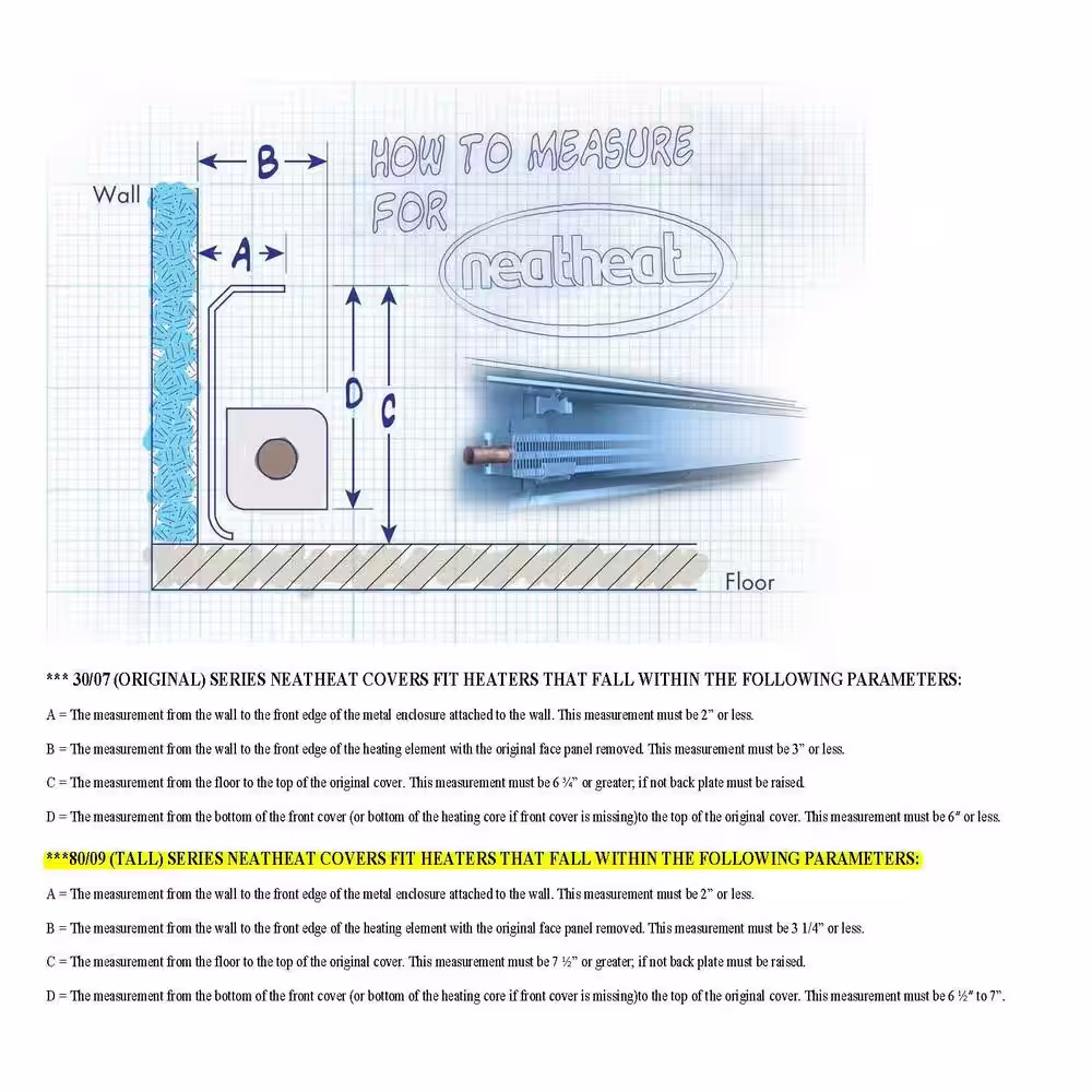 NeatHeat 80/09 Tall Series Right End/Wall Cap - Hot Water Hydronic Baseboard Cover (Not for Electric Baseboard)