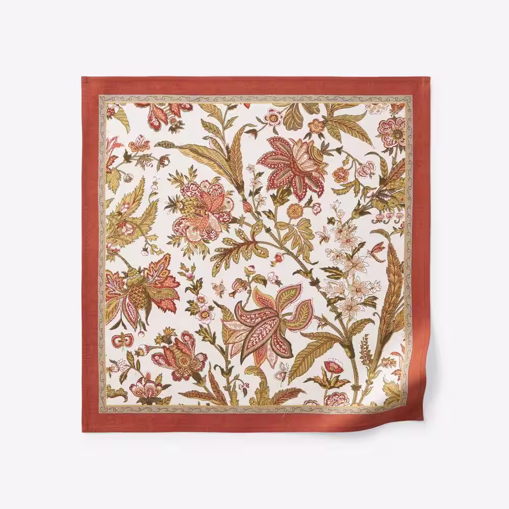 The Company Store Orange Jacobean 19 in. X 19 in. Brown Cotton Napkins (Set of 4)