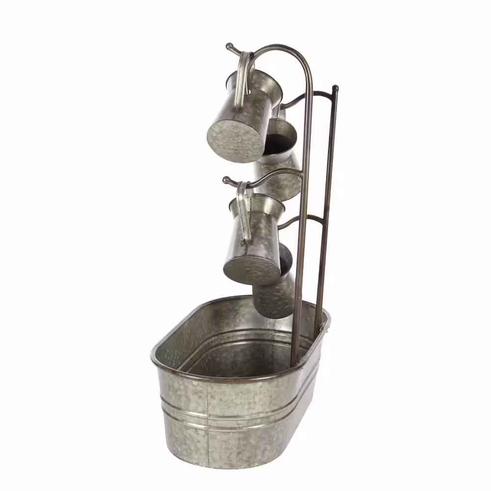 Litton Lane Gray Indoor and Outdoor Fountain with Watering Cans