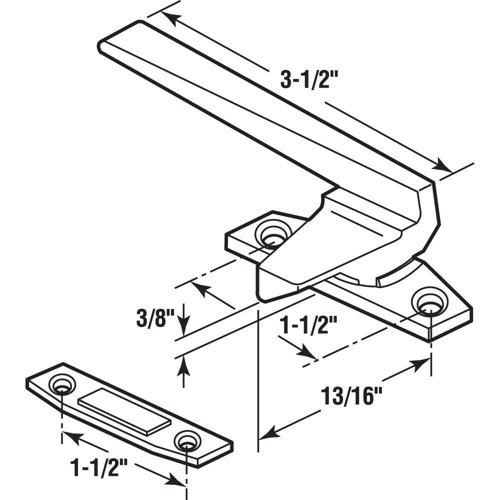 Prime-Line Left-Handed, White, Casement Locking Handle with Offset Base