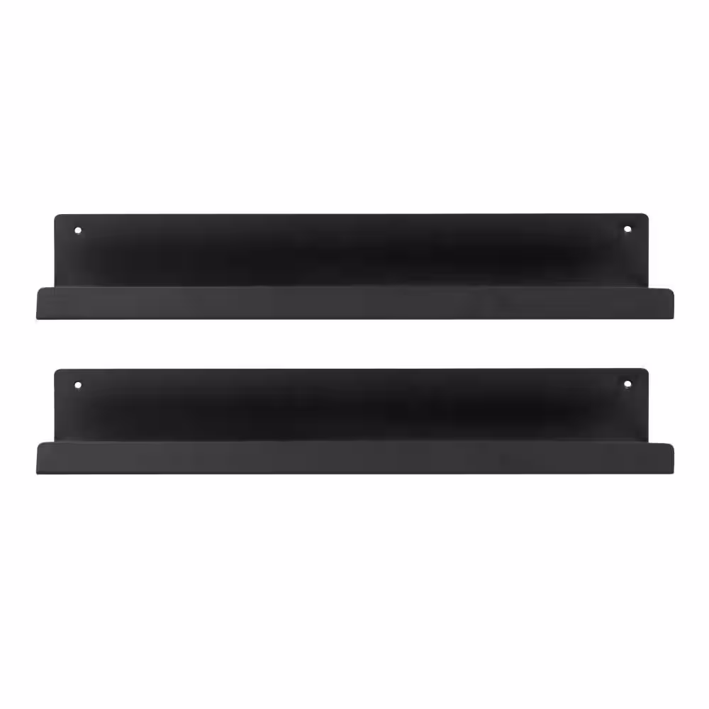 Kate and Laurel Mezzo 24 in. x 3 in. x 4 in. Black Decorative Wall Shelf