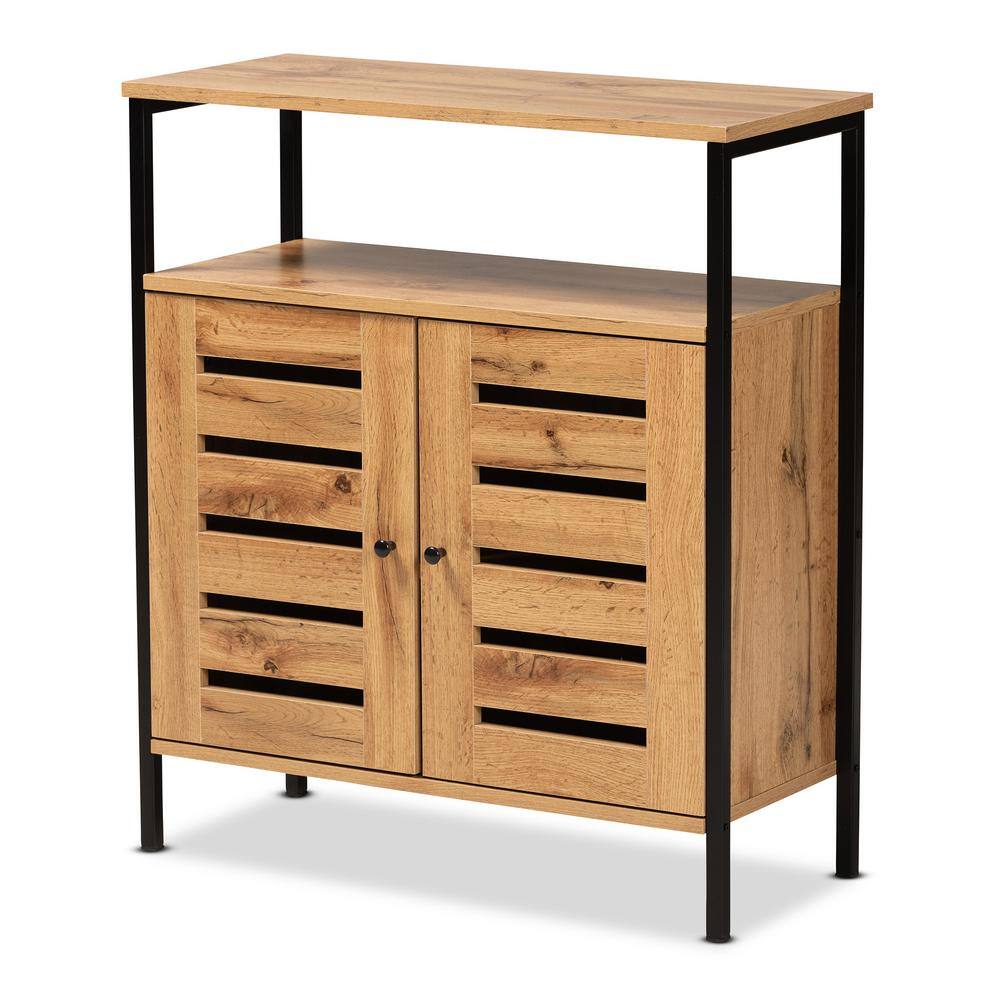 Baxton Studio Vander 8-Pair Brown Wood Shoe Storage Cabinet