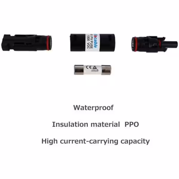 Renogy 30 Amp Male and Female Connector PV Solar Waterproof In-Line Fuse Holder with Fuse