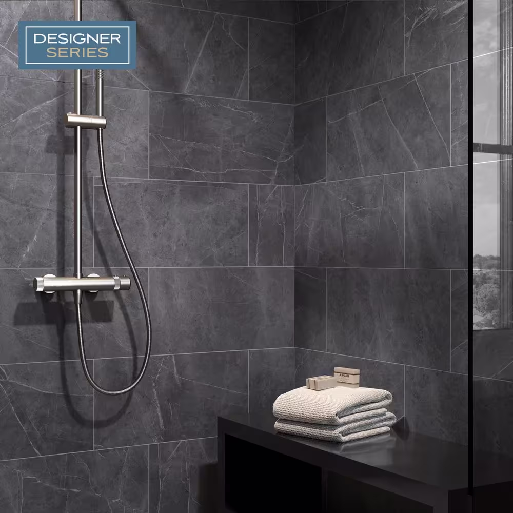 Corso Italia Designer Series Palazzo Marble Gray 12 in. x 24 in. Porcelain Floor and Wall Tile (13.56 sq. ft./Case)