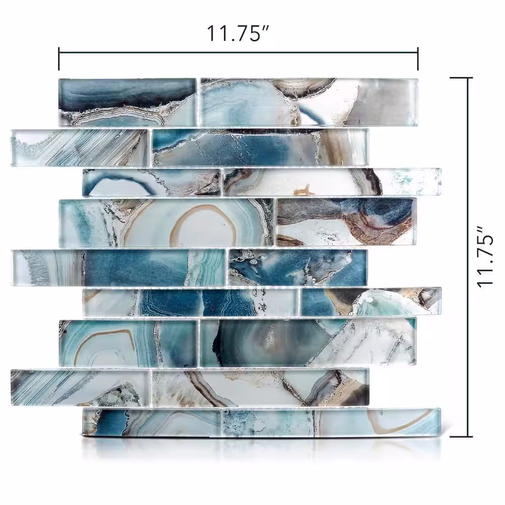 ANDOVA Myst Capri Tan/Blue 11-3/4 in. x 11-3/4 in. Glossy Smooth Glass Mosaic Tile (4.8 sq. ft./Case)