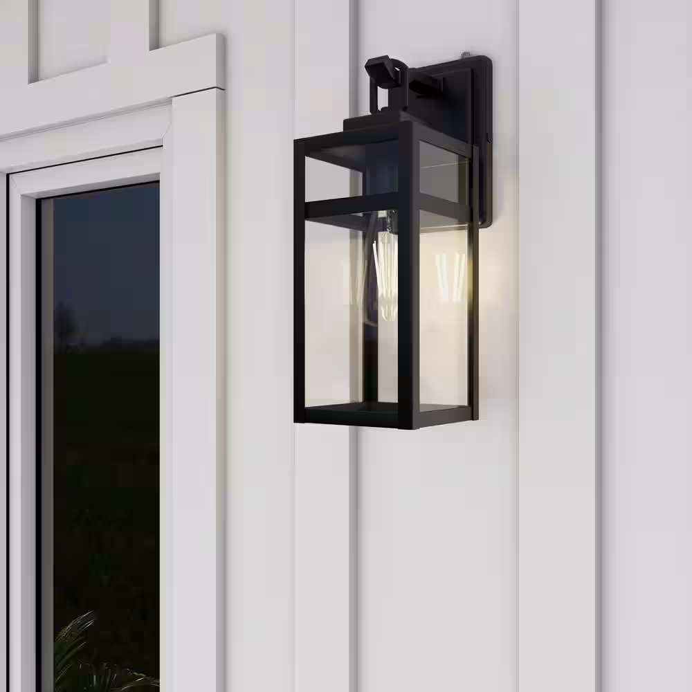 Pia Ricco 1 Light Black Dusk to Dawn Outdoor Light Fixtures Wall Mount