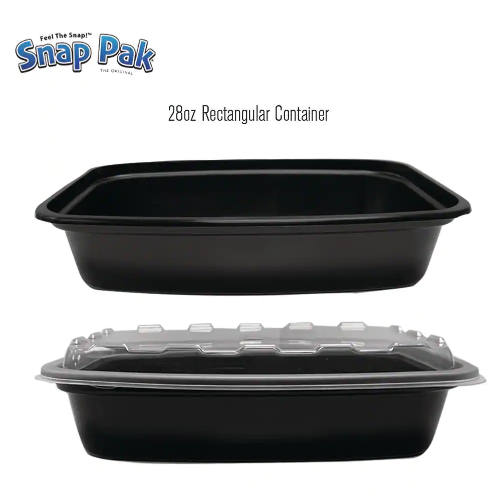 SNAP PAK 28 oz. Rectangular Plastic Food Storage / Meal Prep Containers with Lids. (50-Pack)