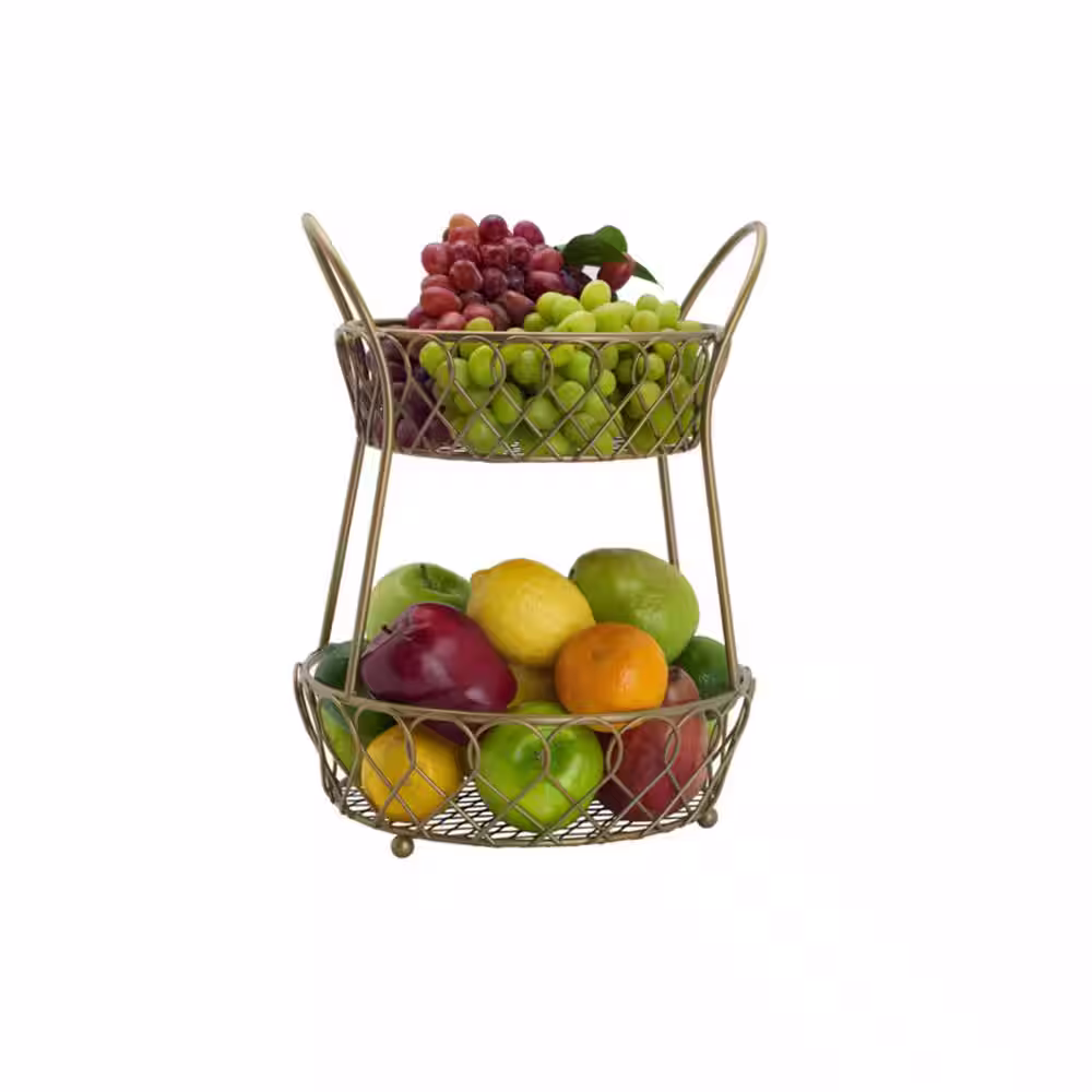 Gourmet Basics by Mikasa Loop and Lattice 2-Tier Round Basket