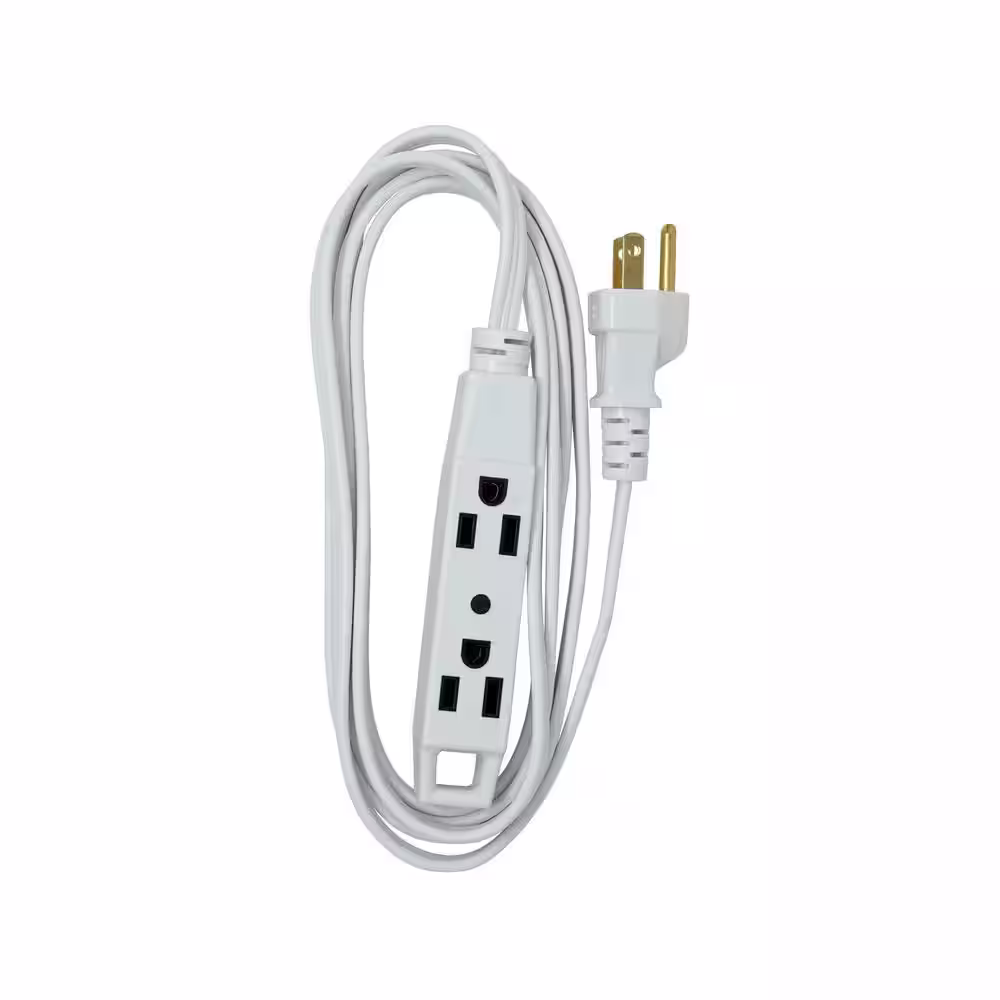 Woods 8 ft. 16/3 SPT-2 Multi-Outlet (3) Indoor Light-Duty Extension Cord with Cube Power Tap