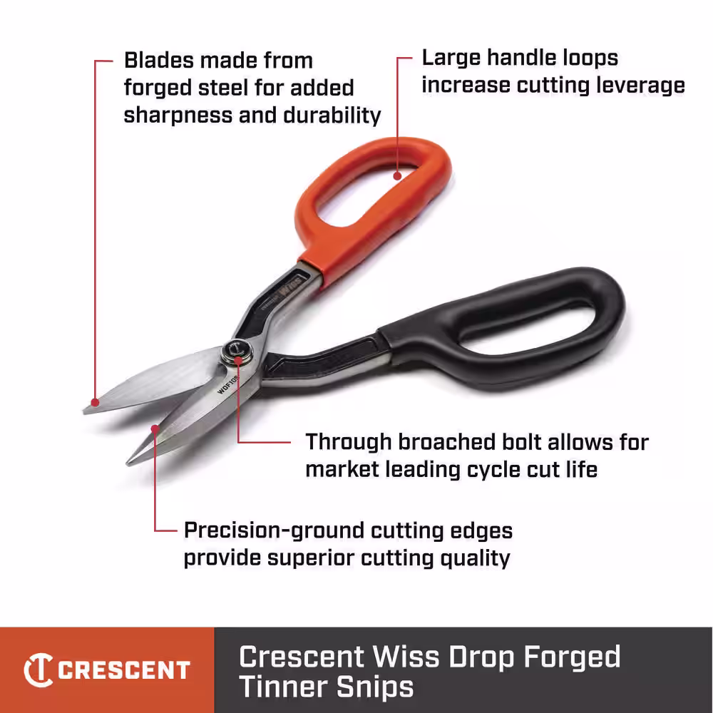 Wiss 13 in. Straight-Cut Drop Forged Tinner Snips