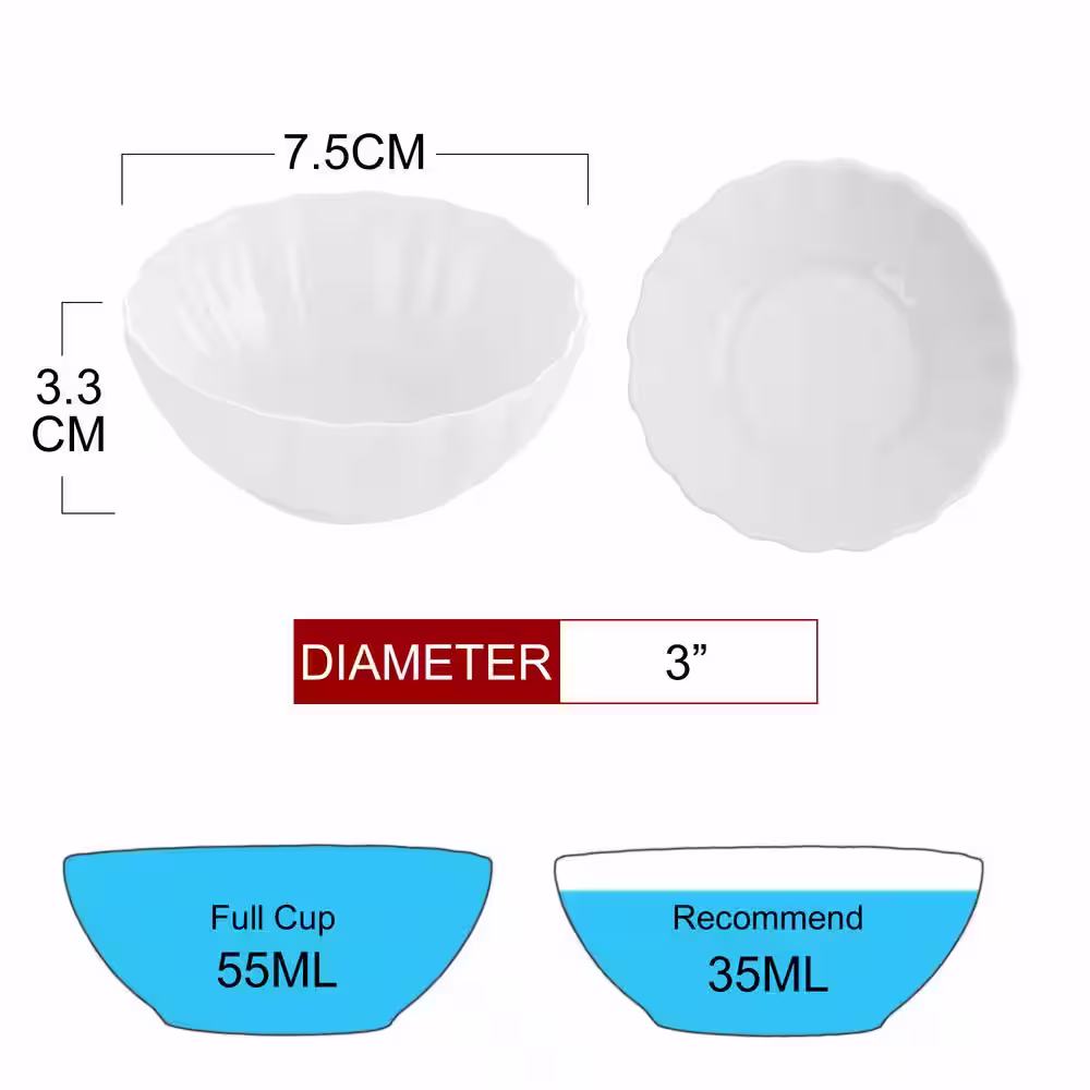 MALACASA Ramekin 12-Piece 3 in. Ramekins Ivory White Porcelain (Set of 12)