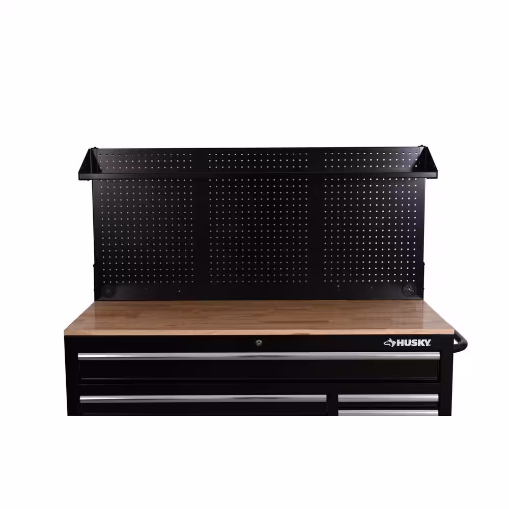 Husky Modular 52 in. W 10-Drawer Black Mobile Workbench Cabinet  with Pegboard