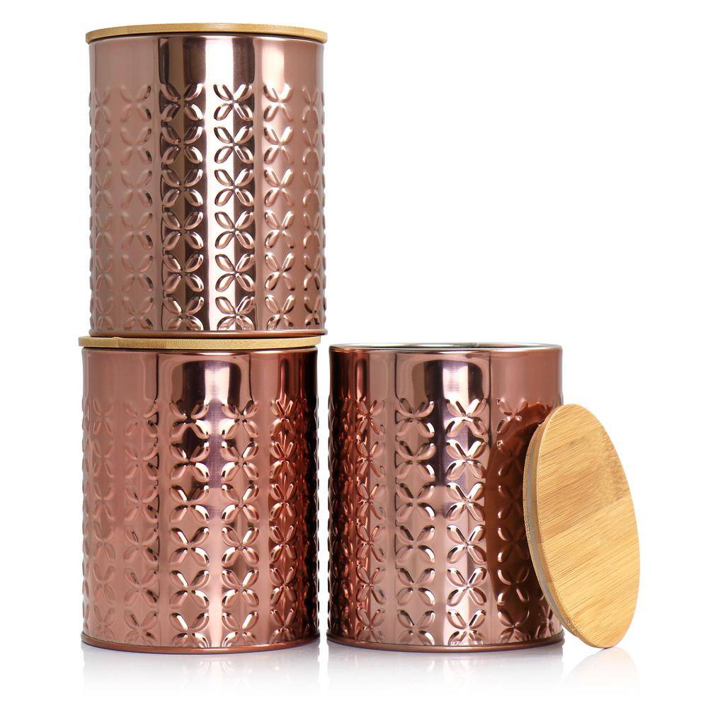 MegaChef 3-Piece Aluminum Canister Set in Copper