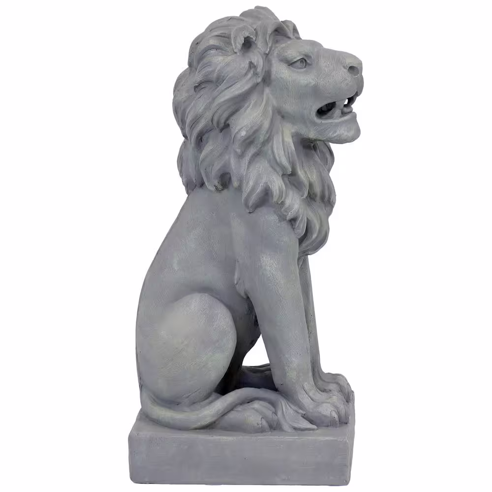 Sunnydaze Decor 30 in. Noble Beast Sitting Lion Outdoor Statue