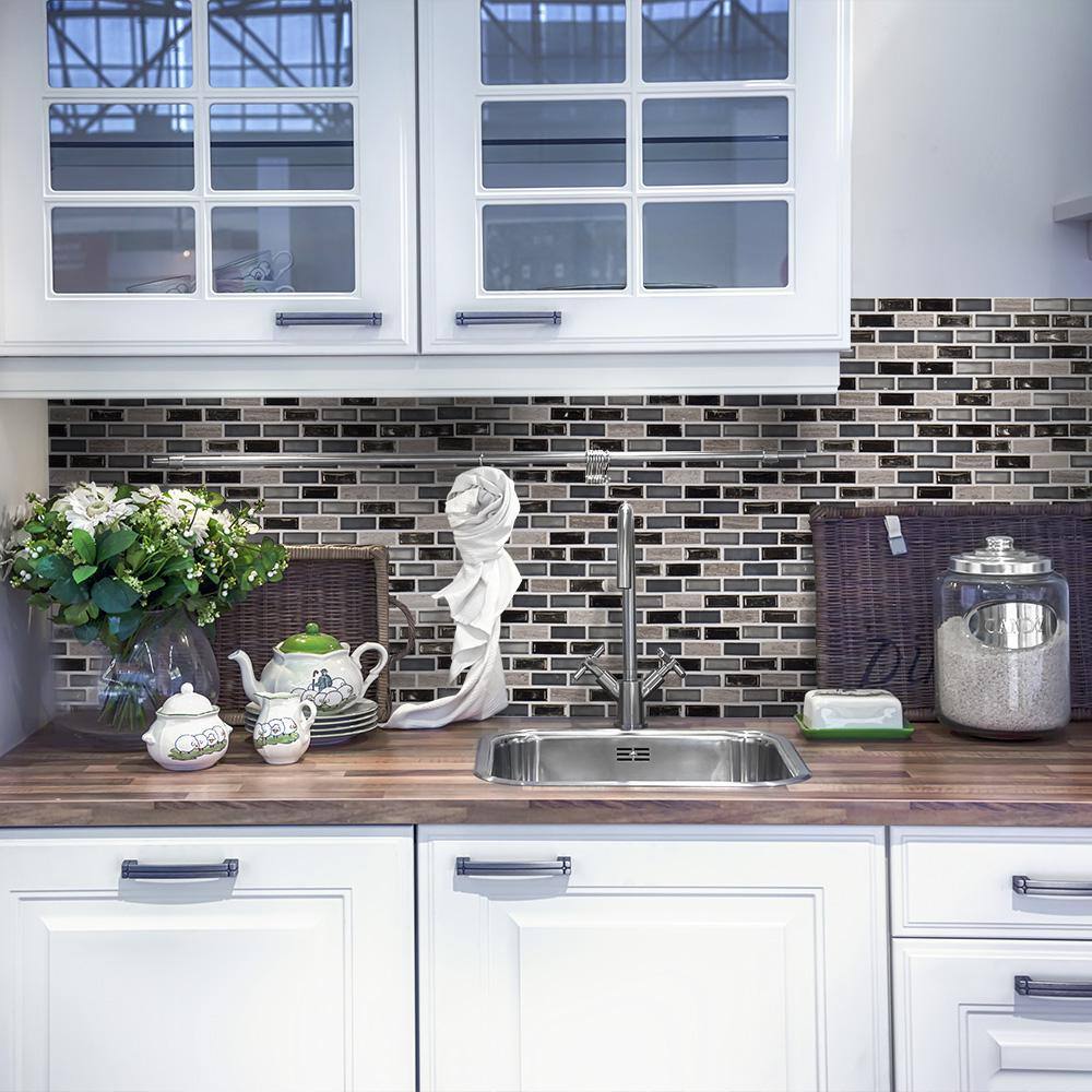 Jeffrey Court Coal Mine Gray 11.5 in. x 11.625 in. Interlocking Mixed Glass and Stone Mosaic Tile (14.99 sq. ft./Case)