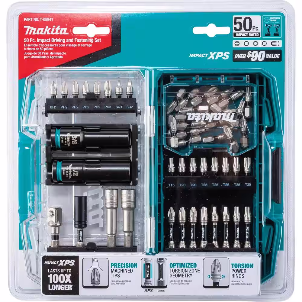 Makita IMPACT XPS Alloy Steel Impact Rated Screwdriver Drill Bit Set (50-Piece)