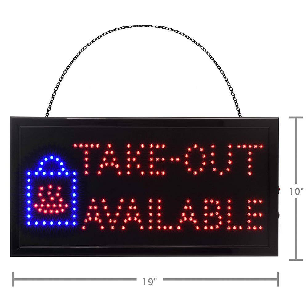 Alpine Industries 19 in. W x 10 in. H LED Rectangular Take-Out Available Sign with 2 Display Modes (2-Pack)