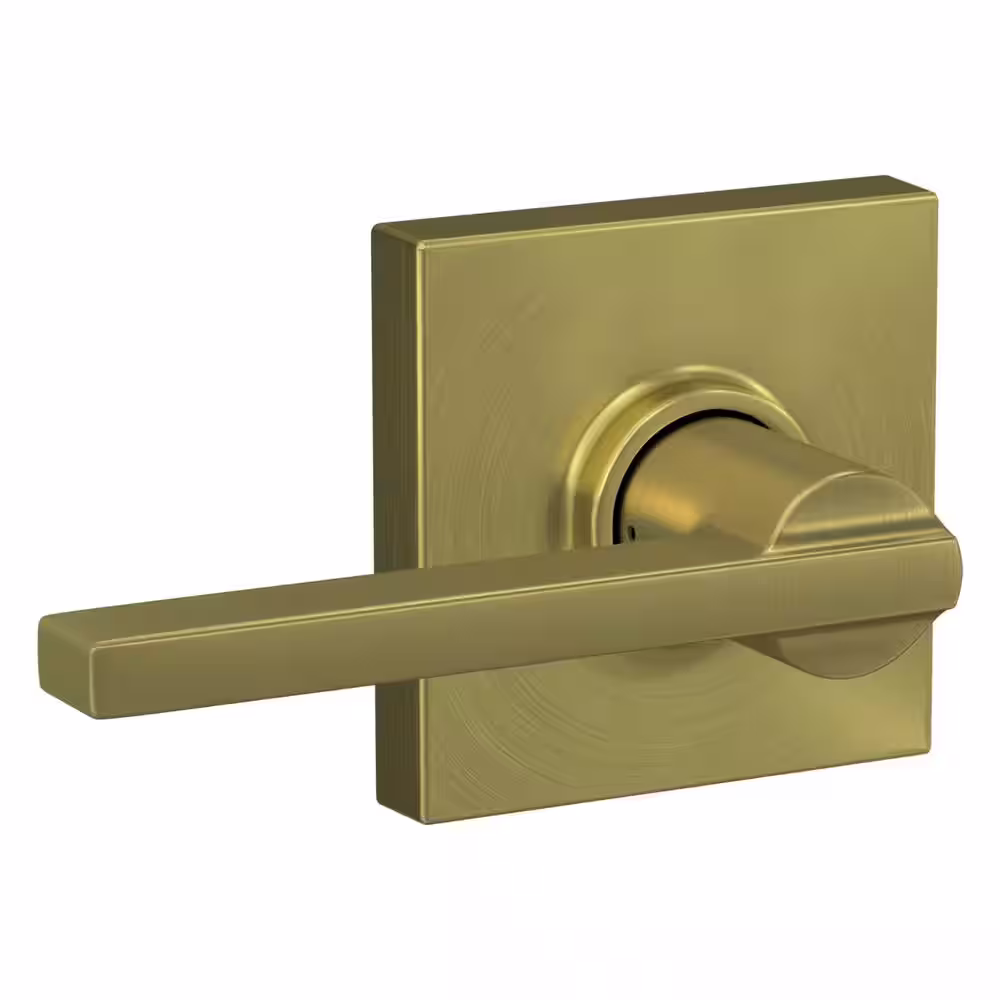 Schlage Latitude Satin Brass Passage Hall/Closet Door Handle with Collins Trim
