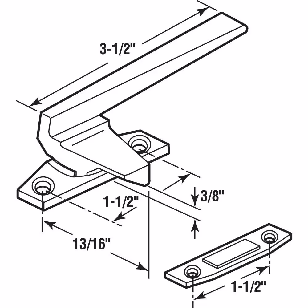 Prime-Line Right-Handed, White, Casement Locking Handle with Offset Base
