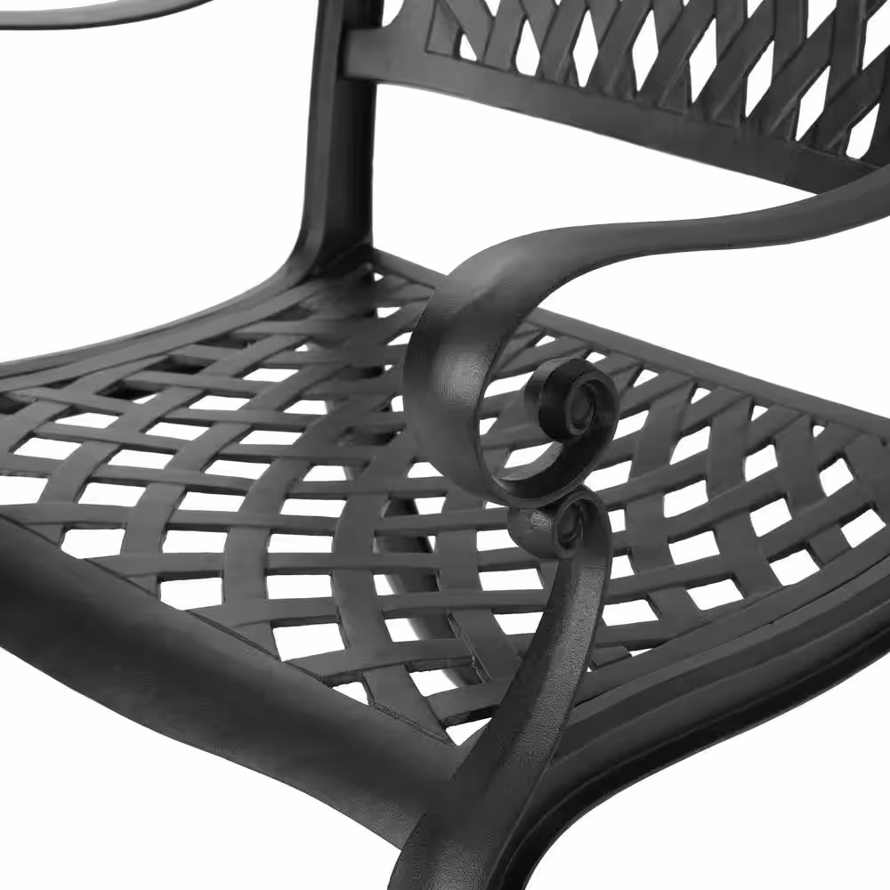 Noble House Cayman Black 7-Piece Cast Aluminum Rectangular Outdoor Dining Set