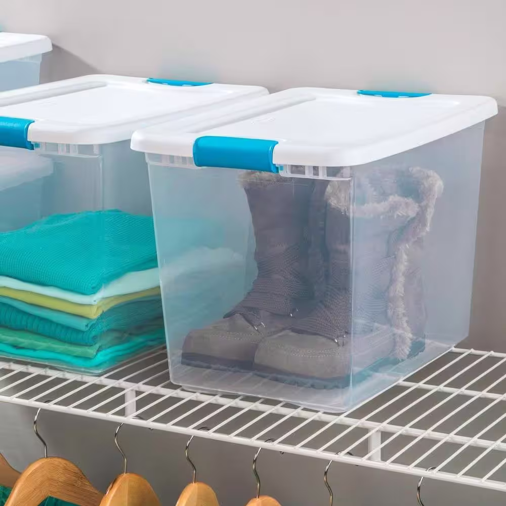 Sterilite 25 qt. Capacity Clear Storage Tote Bins with Handles (24-Pack)