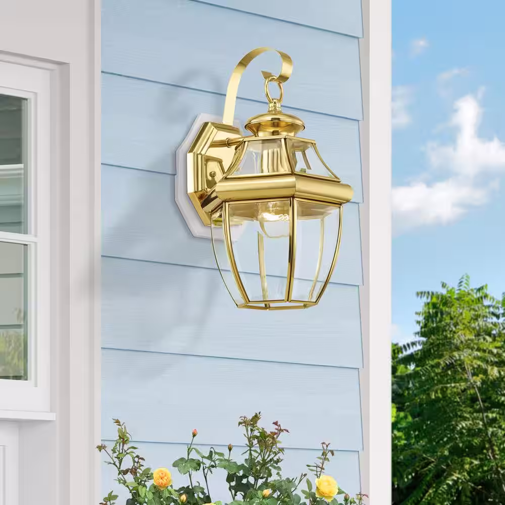 AVIANCE LIGHTING Aston 1 Light Polished Brass Outdoor Wall Sconce