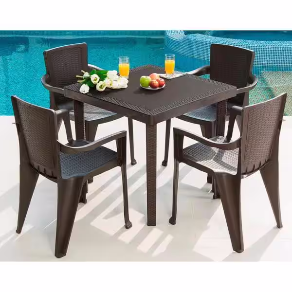 MQ 5-Piece Plastic Resin Outdoor Dinning Set in Espresso