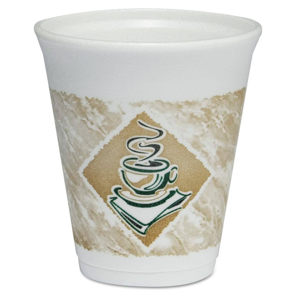 DART Cafe G 8 oz. Brown/Green/White Foam Hot/Cold Cups (1000 Per Case)