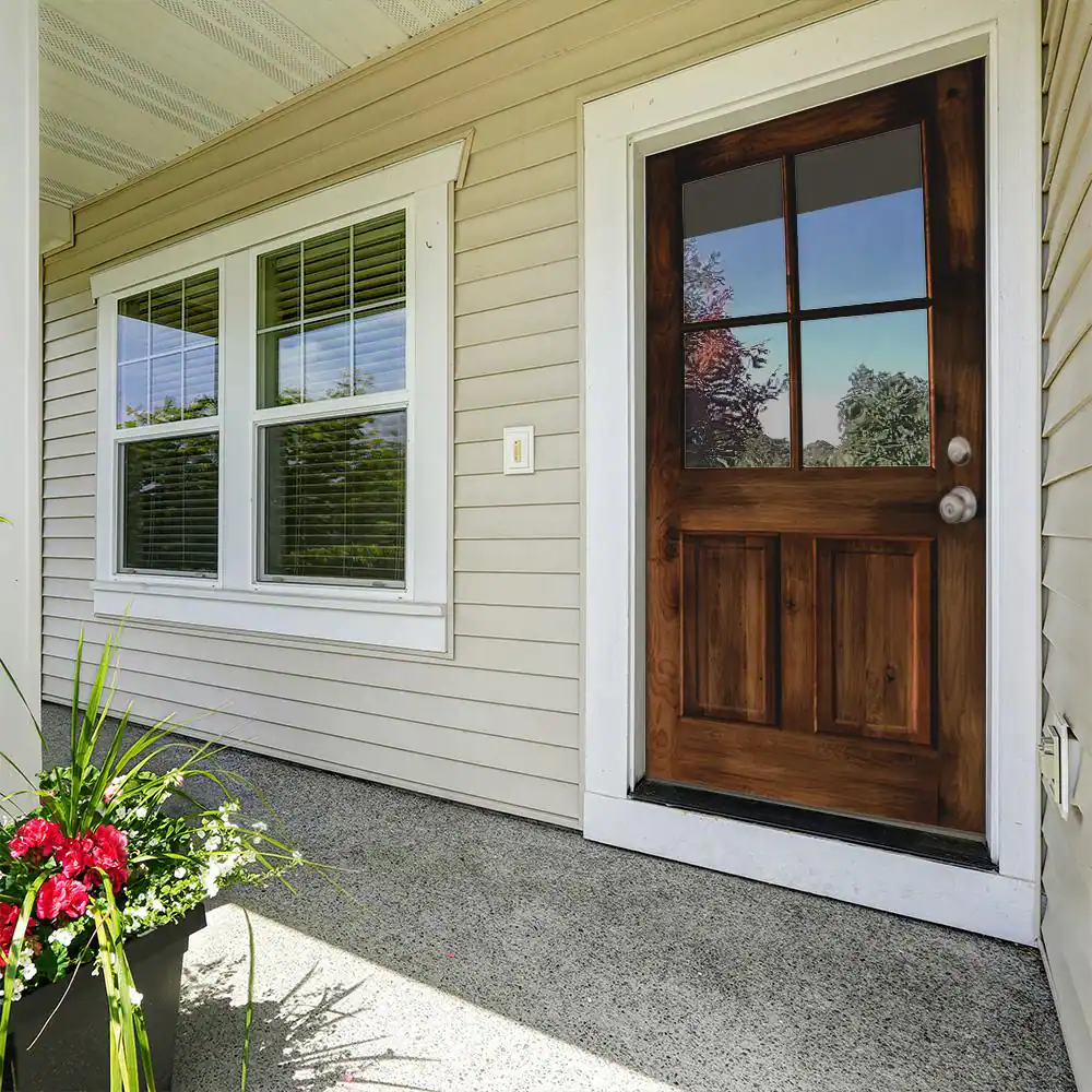 Krosswood Doors 36 in. x 80 in. Rustic Knotty Alder 4-Lite Clear Glass 2-Panel Unfinished Wood Front Door Slab