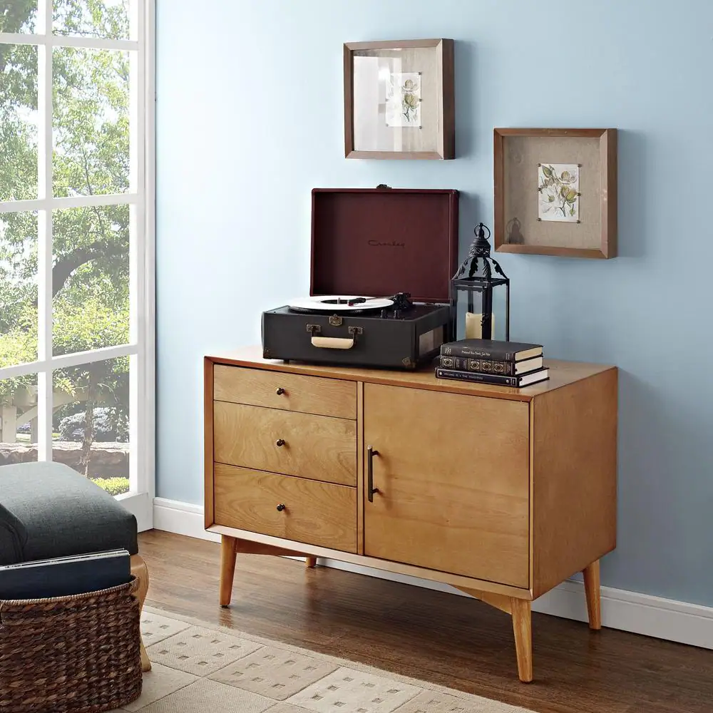CROSLEY FURNITURE Landon 40 in. Acorn Rectangle Wood Console Table with Drawers