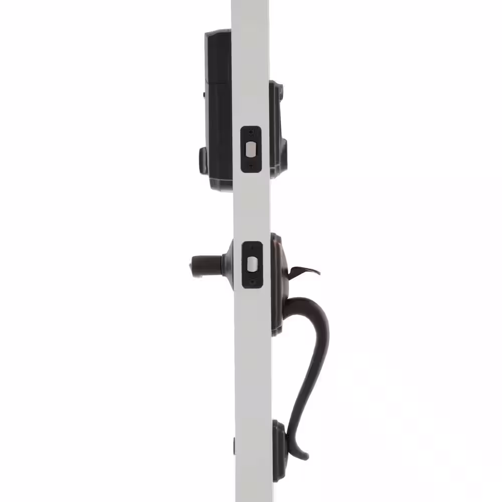 Schlage Camelot Aged Bronze Sense Smart Door Lock with Left Handed Accent Lever Door Handleset