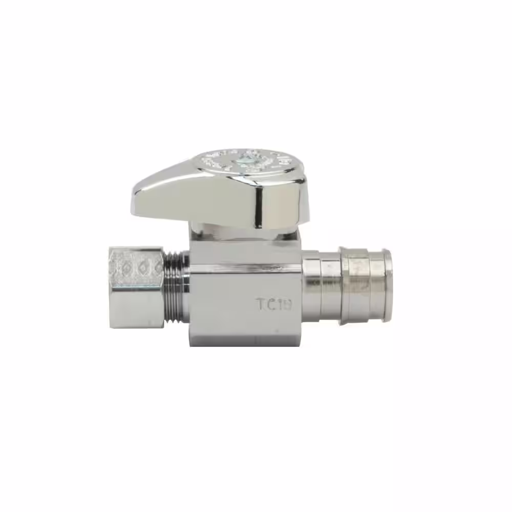 BrassCraft 1/2 in. Cold Expansion PEX Inlet x 3/8 in. Comp Outlet 1/4-Turn Straight Stop