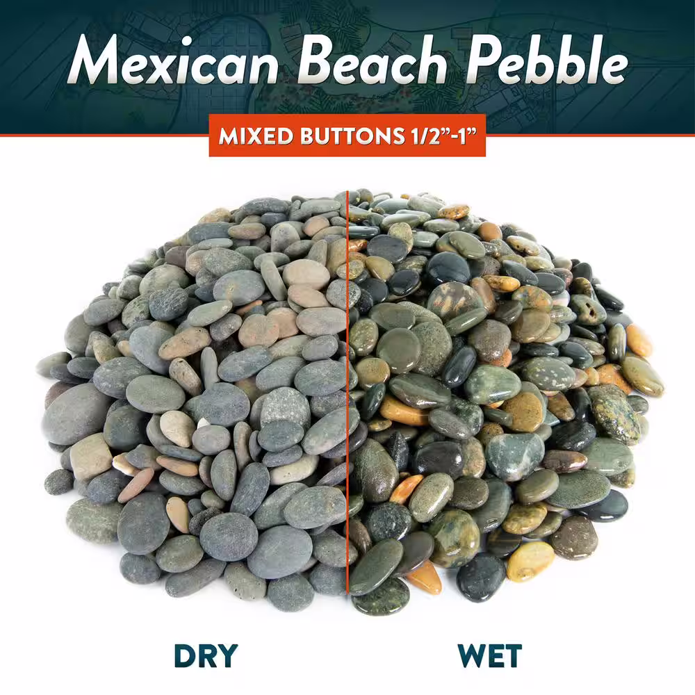 Southwest Boulder & Stone 0.25 cu. ft. 1/2 in. to 1 in. Mixed Buttons Mexican Beach Pebble Smooth Round Rock for Garden and Landscape Design