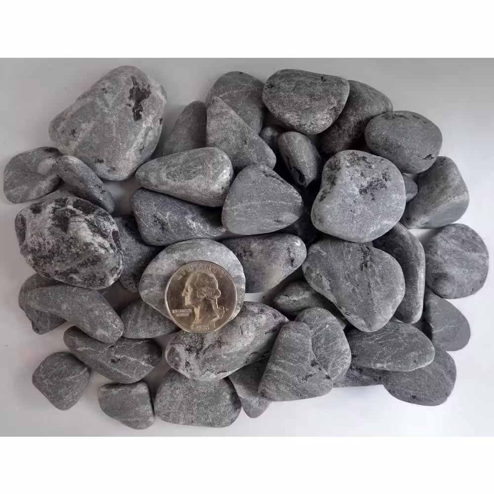 None Rock Ranch 0.40 cu. Ft. 30 lbs. 1 in. to 2 in. Premium Grade-1 Tumbled Black Marble Landscaping Pebble