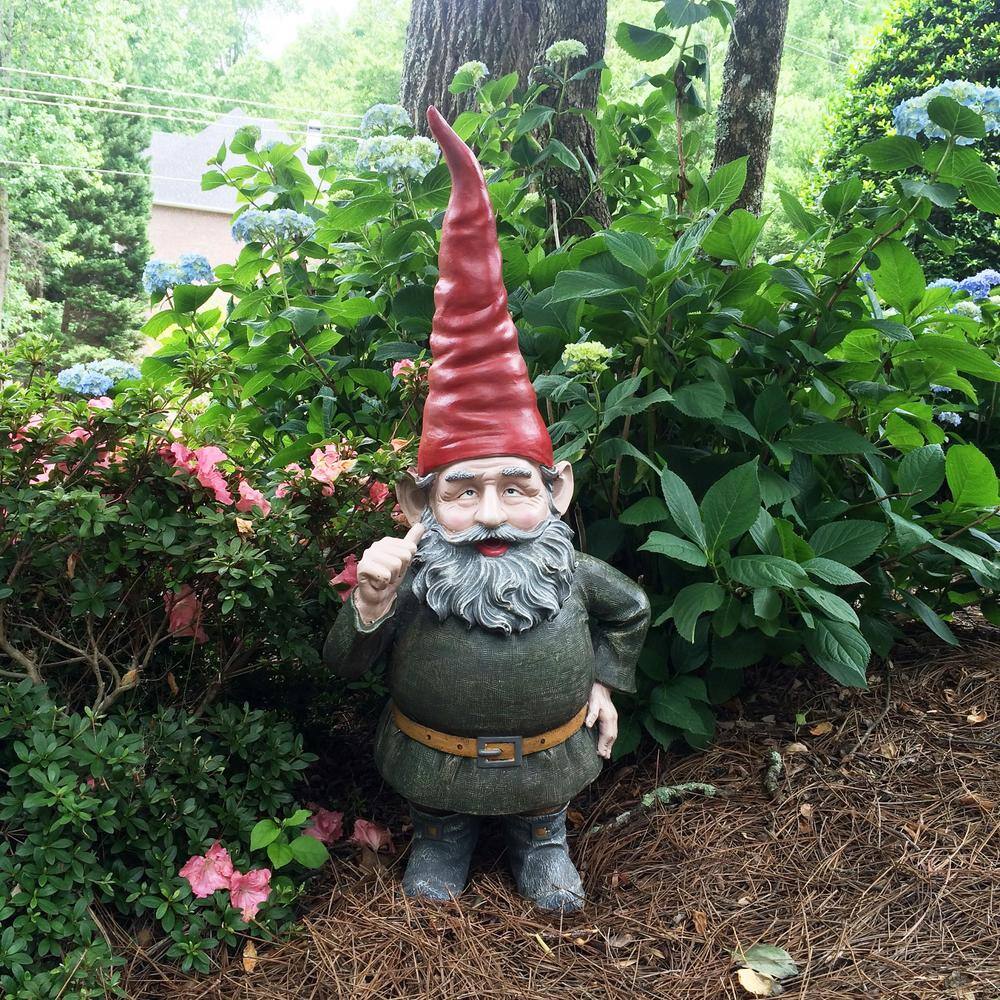 Toad Hollow 32 in. Rumple the Gnome Thumbs Up Jumbo Garden Statue