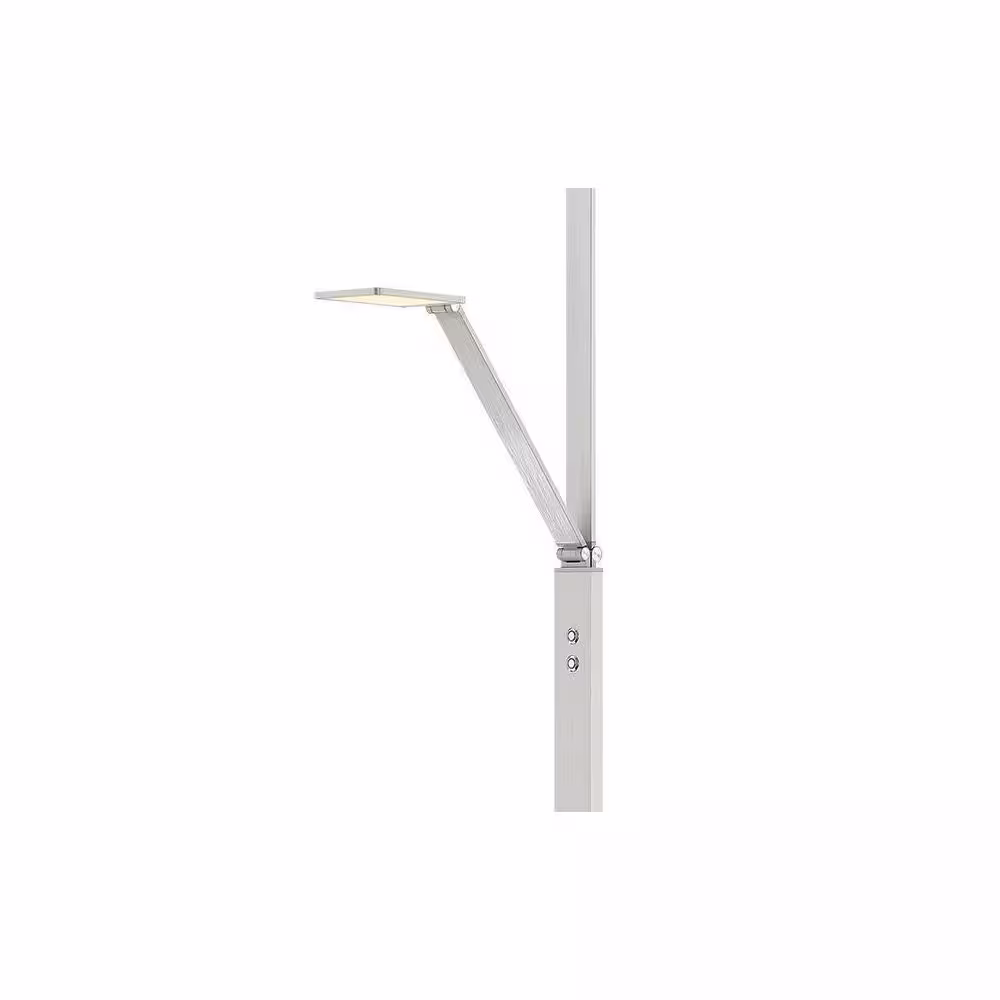 George Kovacs George's Reading Room 71 in. Chiseled Nickel 1-Light Floor Lamp with Square Metal Shades and White Acrylic Diffusers