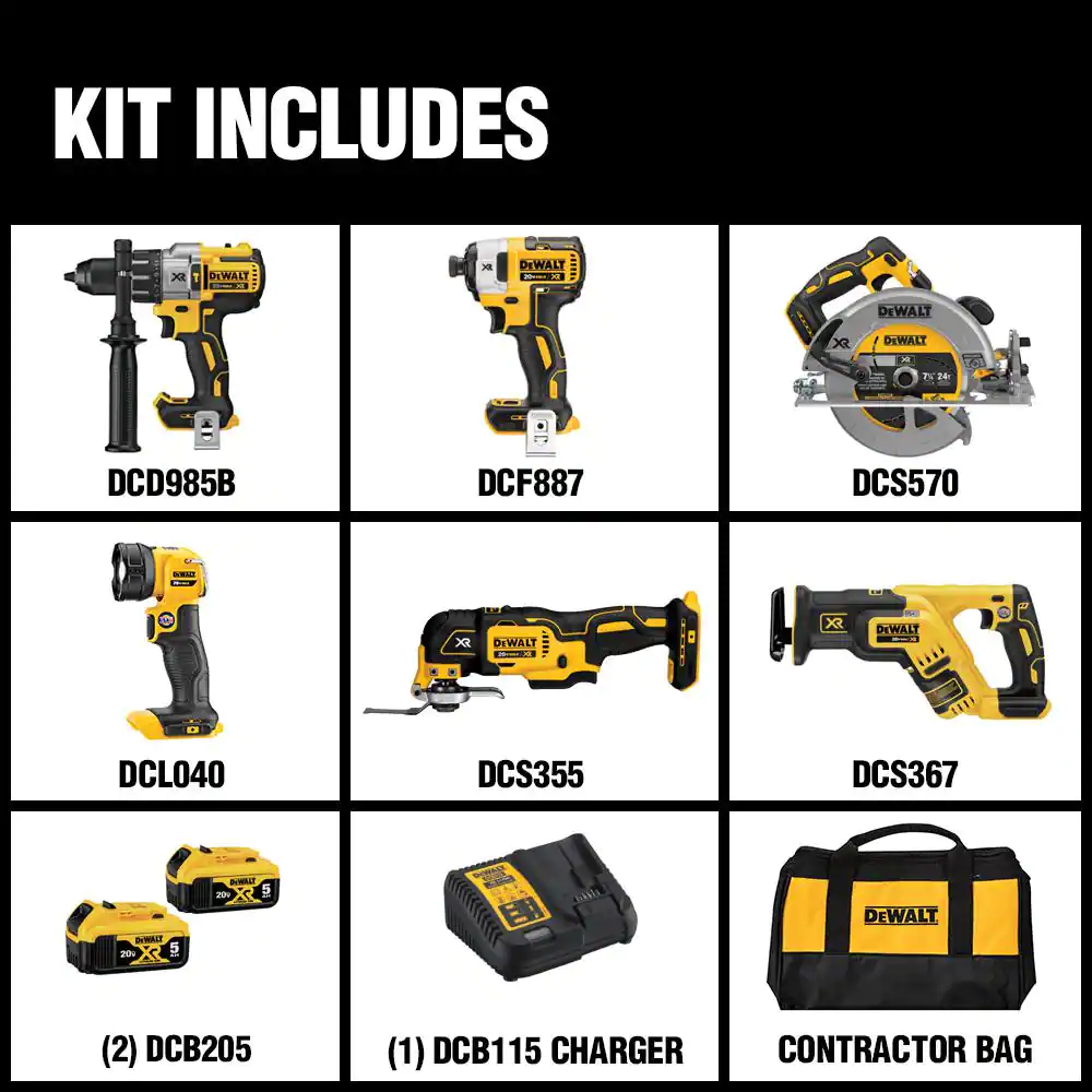 DEWALT 20V MAX Cordless 6 Tool Combo Kit with (2) 20V 5.0Ah Batteries and Charger