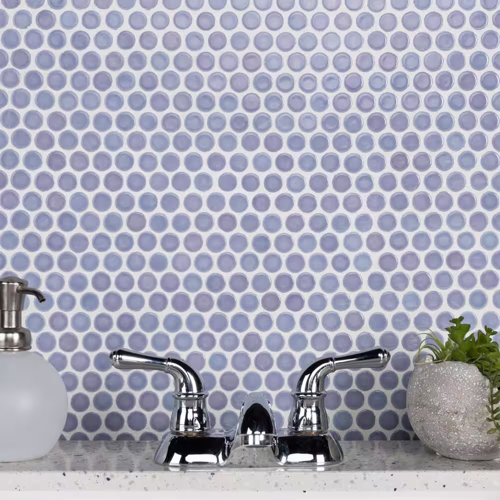 Merola Tile Hudson Penny Round Lavendar 12 in. x 12-5/8 in. Porcelain Mosaic Tile (10.7 sq. ft./Case)