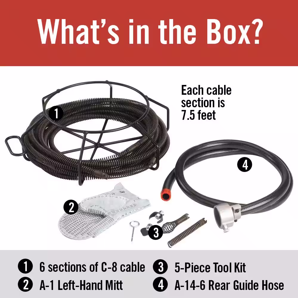 RIDGID 5/8 in. x 7-1/2 in. C-8 6-All-Purpose Wind Sectional Drain Cleaning Replacement Cables 13 Pc. Kit, K-50/K-60SP-SE Models