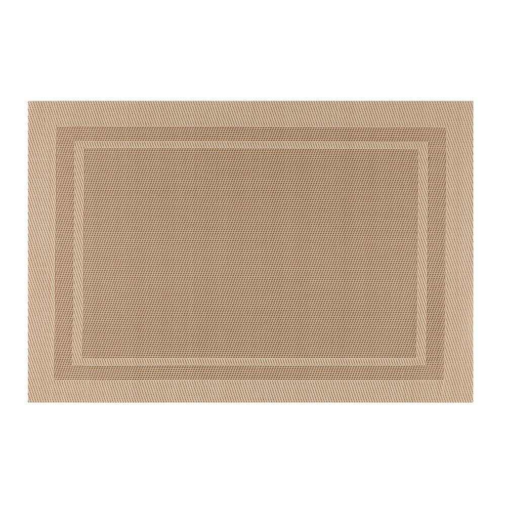 Kraftware EveryTable 18 in. x 12 in. Double Border Two-Tone Taupe PVC Placemat (Set of 6)