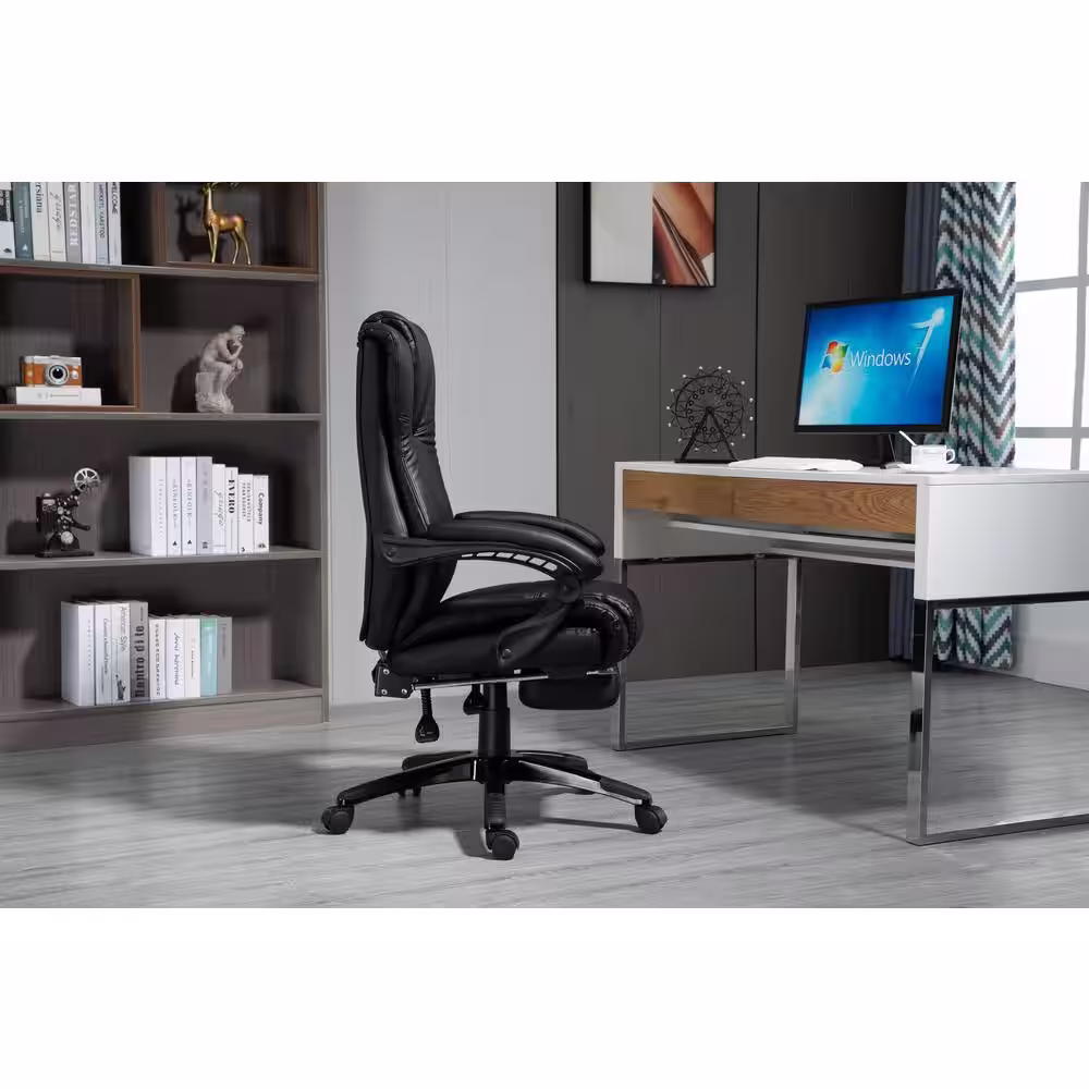 Vinsetto Black PU Leather Seat Executive High Back Office Chair Executive Computer Desk Chair with Adjustable Height
